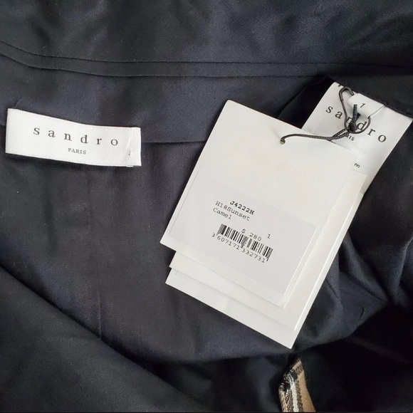 Sandro Sunset Camel Plaid Wool Blend Mini Skirt S - Picture 9 of 10